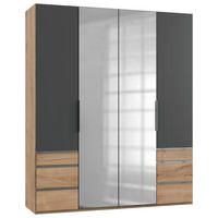 DREHTÜRENSCHRANK Graphitfarben, Eichefarben  - Chromfarben/Eichefarben, Modern, Holzwerkstoff (200/236/58cm) - MID.YOU