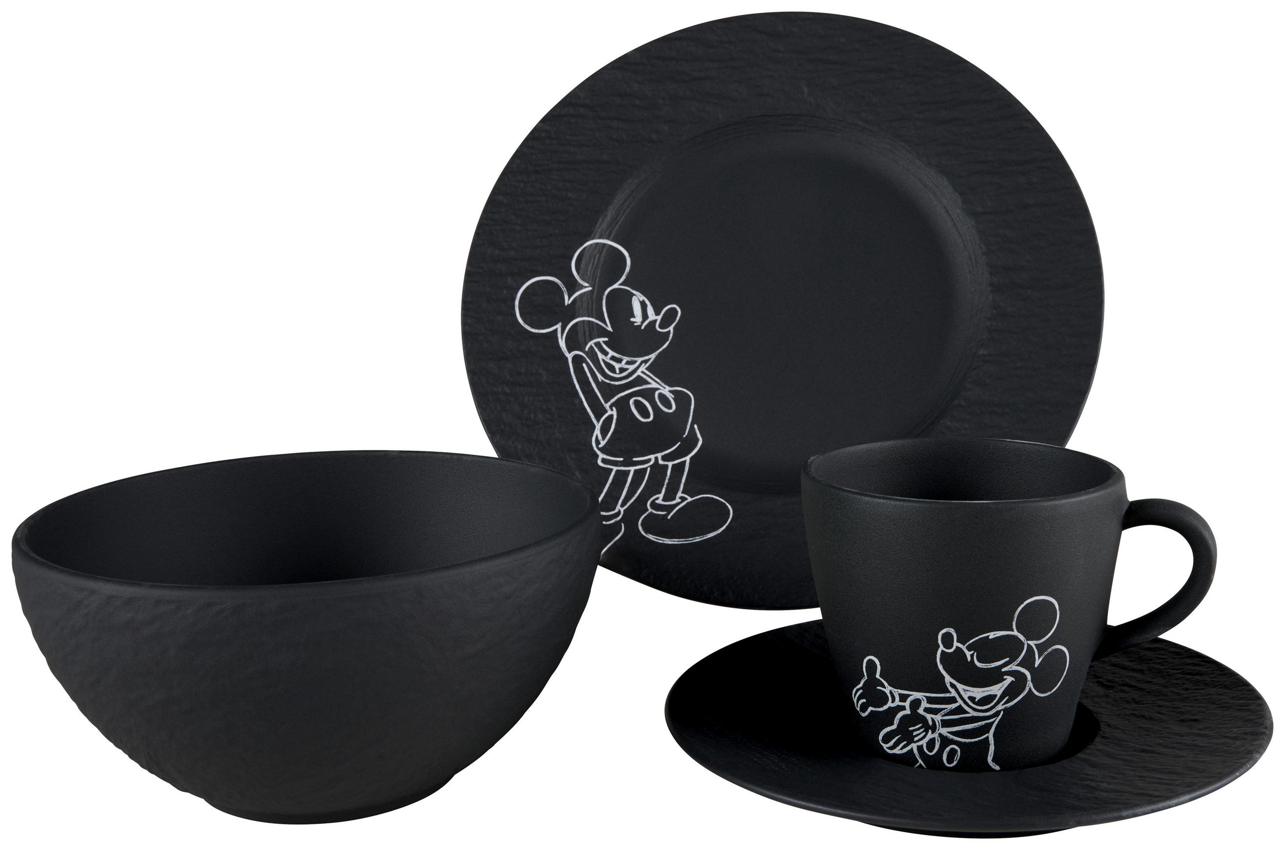 FRÜHSTÜCKSSERVICE Manufacture Rock Mickey 4-teilig  - Schwarz, Basics, Keramik - Villeroy & Boch