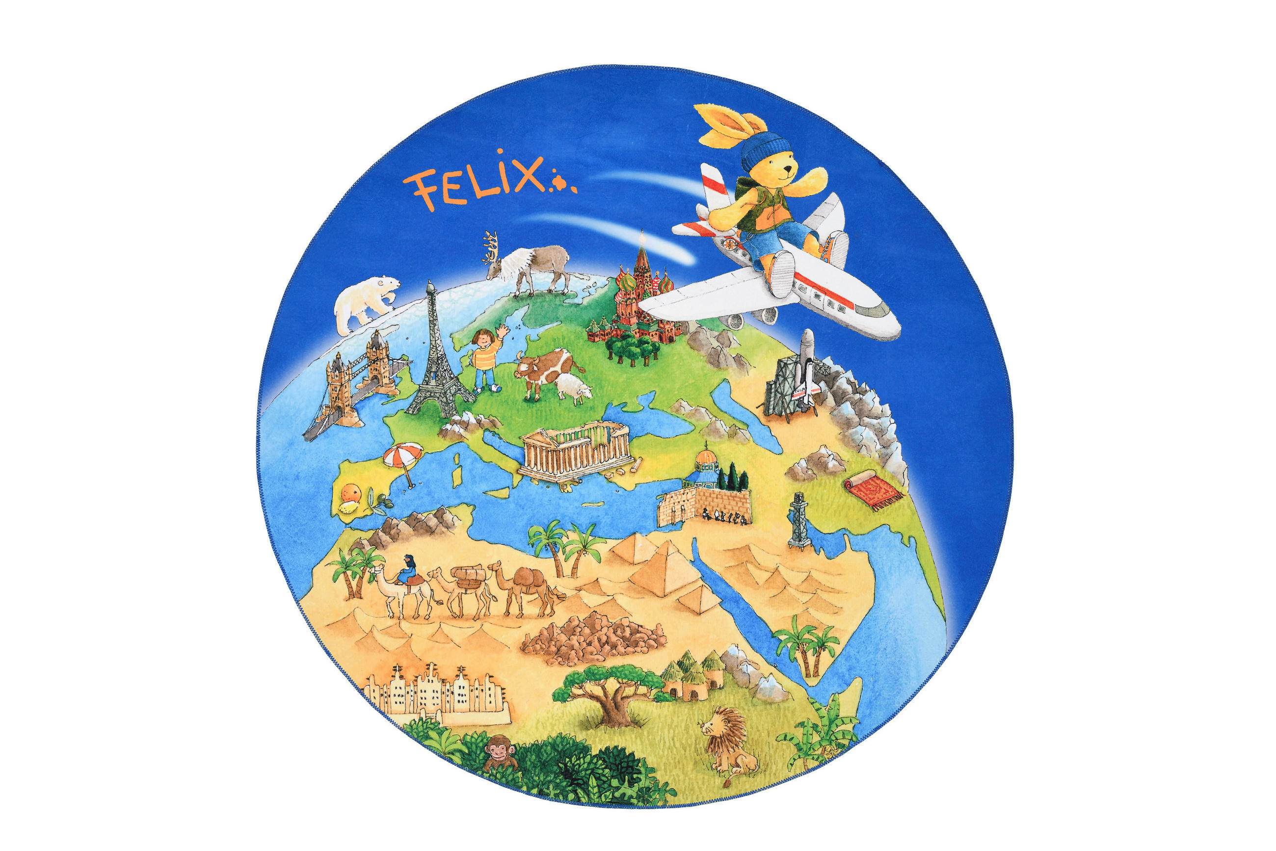 KINDERTEPPICH 160 cm Felix der Hase  - Blau, Design, Textil (160cm)