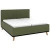 POLSTERBETT 180/200 cm,  in Dunkelgrün, Matratze, Lattenrost, Bettkasten, H2 + H2 = mittel  - Dunkelgrün/Eichefarben, Design, Holz/Textil (180/200cm) - Musterring