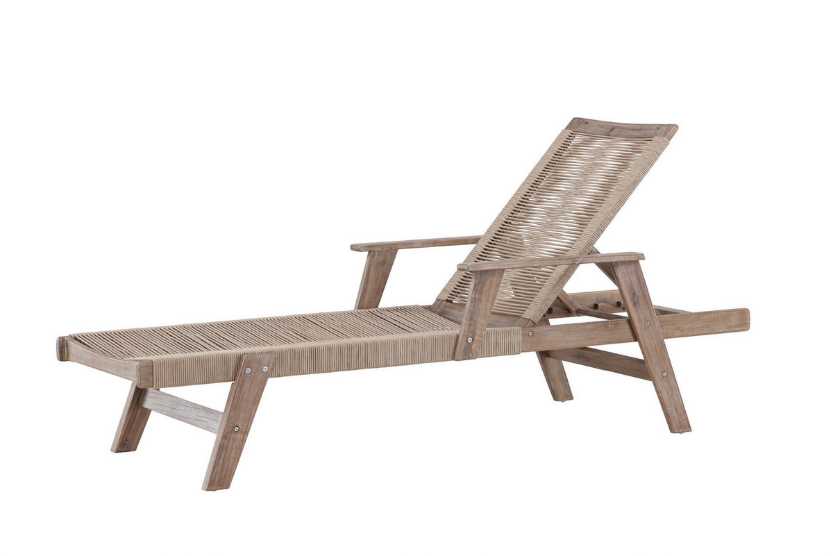 SONNENLIEGE 200/55/72 cm Akazie  - Dunkelbraun/Beige, MODERN, Holz (200/55/72cm) - Gardenson