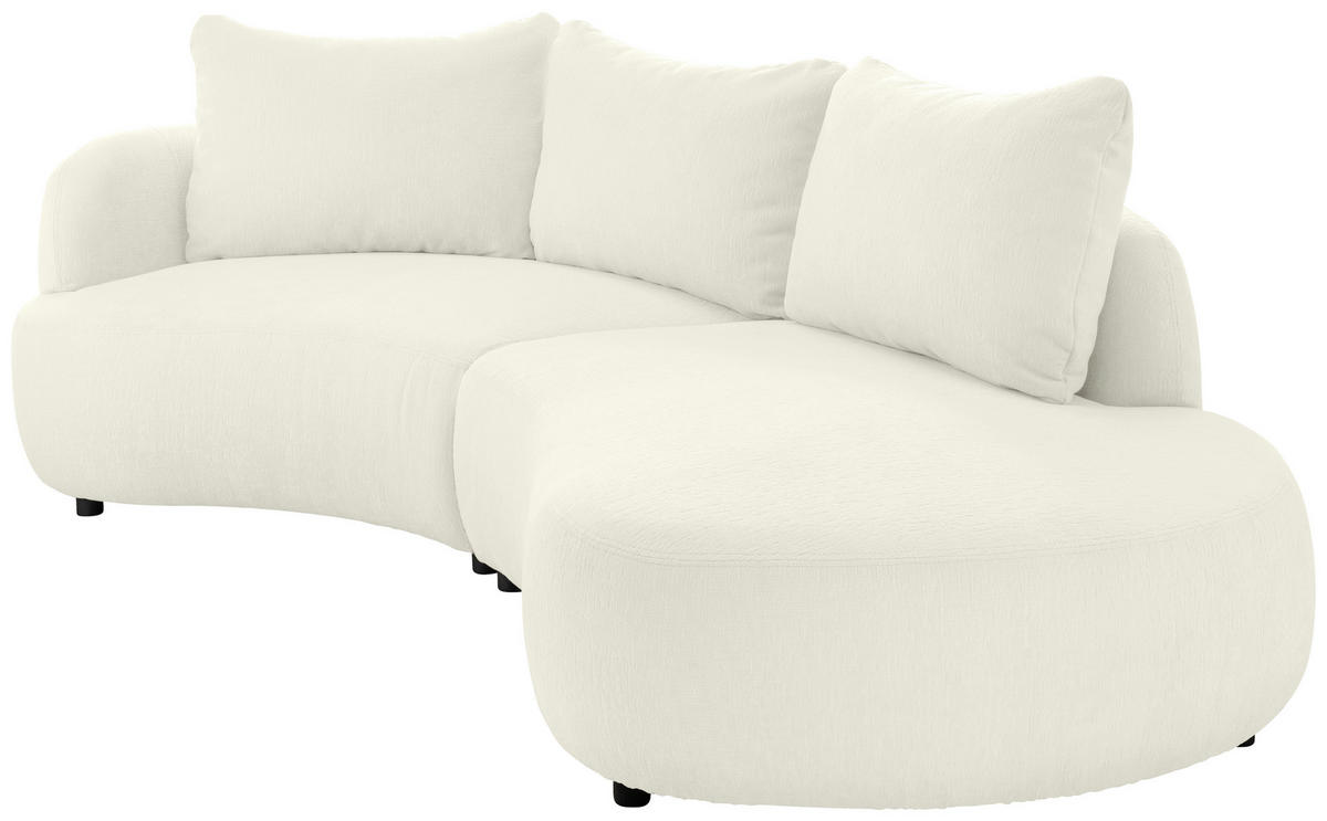 ECKSOFA in Mikrofaser Weiss  - Weiss/Schwarz, Modern, Kunststoff/Textil (139/250cm) - Livetastic