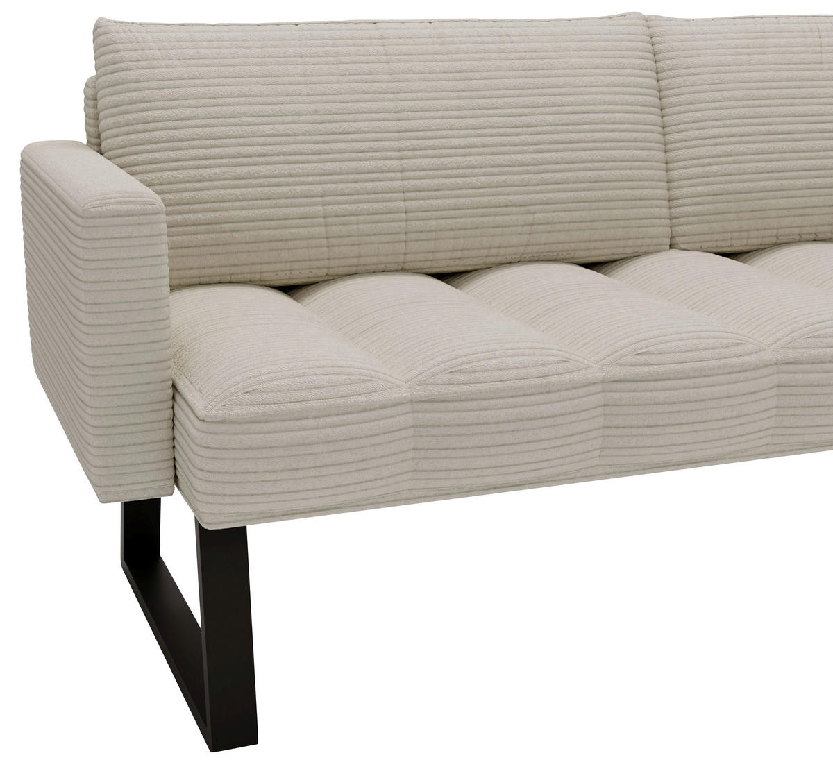 SITZBANK 200/88/69 cm Struktur Naturfarben Metall  - Schwarz/Naturfarben, Design, Textil/Metall (200/88/69cm) - Valdera