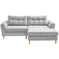 ECKSOFA Hellgrau Chenille  - Buchefarben/Hellgrau, Design, Holz/Textil (216/165cm) - Ti'me