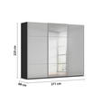 SCHWEBETÜRENSCHRANK 271/223/68 cm 3-türig Grau, Schwarz  - Alufarben/Schwarz, KONVENTIONELL, Glas/Holzwerkstoff (271/223/68cm) - Novel