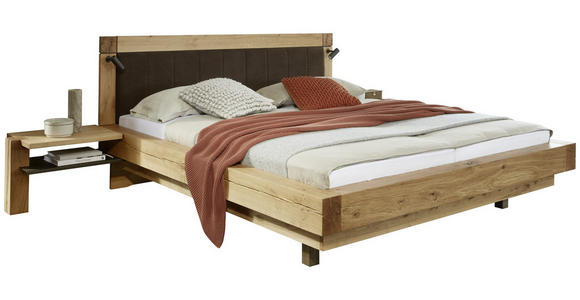 BETTANLAGE in Eichefarben, Dunkelbraun - Eichefarben/Dunkelbraun, Natur, Holz/Metall (180/200cm) - Valnatura