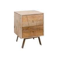 NOČNA OMARICA, masivno mangov les rjava  - zlate barve/rjava, Moderno, kovina/les (40/56/40cm) - MID.YOU