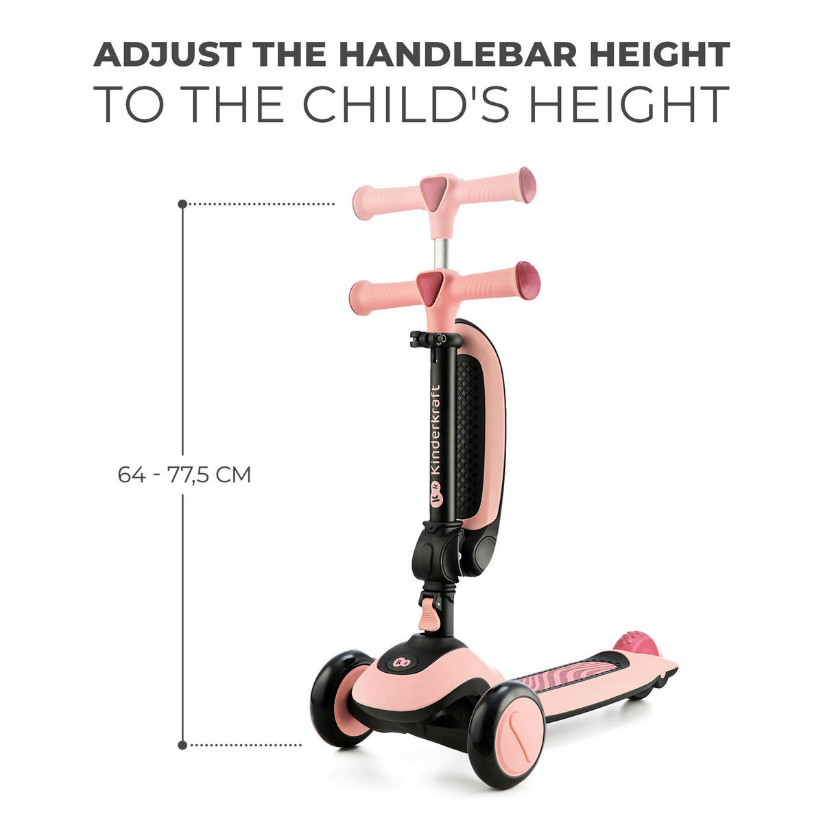MINI-SCOOTER Halley  - Schwarz/Rosa, Basics, Kunststoff/Metall (31/64-77.5/60cm) - Kinderkraft