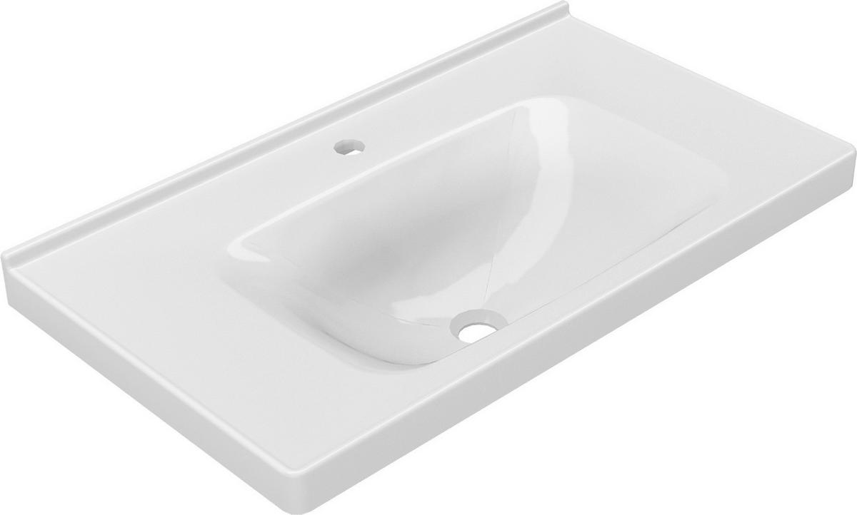 BADEZIMMER 3-teilig  in  - Eichefarben/Weiß Hochglanz, MODERN, Glas/Keramik (80/119/45cm) - MID.YOU