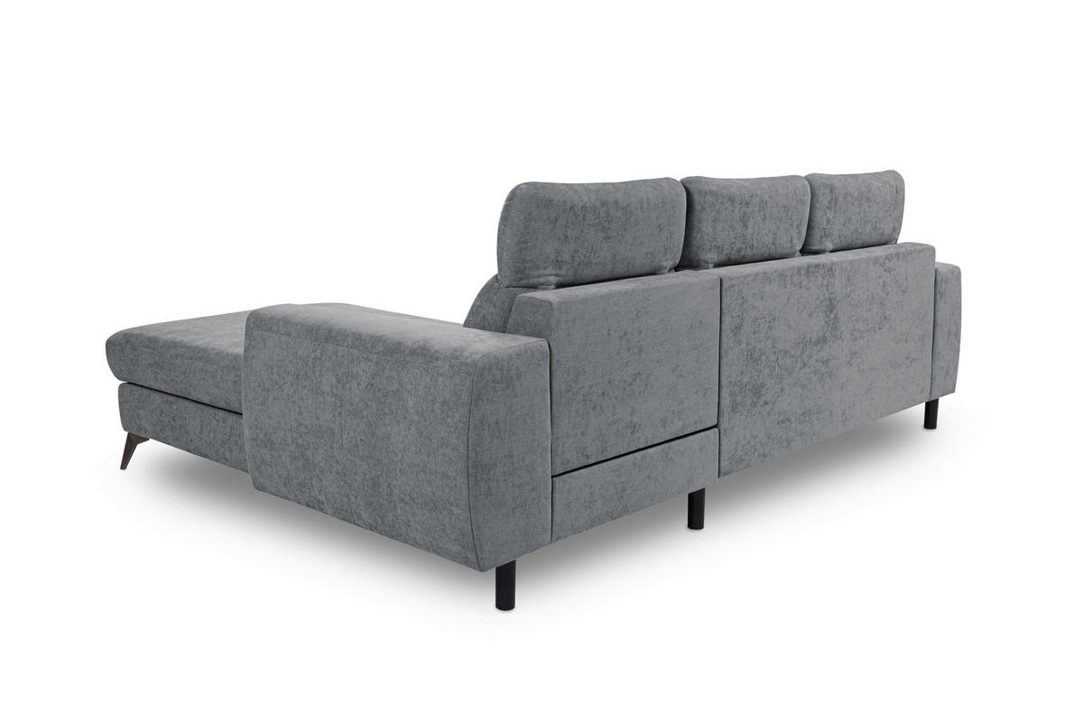 ECKSOFA MUENSTER in Chenille Anthrazit  - Anthrazit/Schwarz, Basics, Textil/Metall (264/191cm) - Livetastic