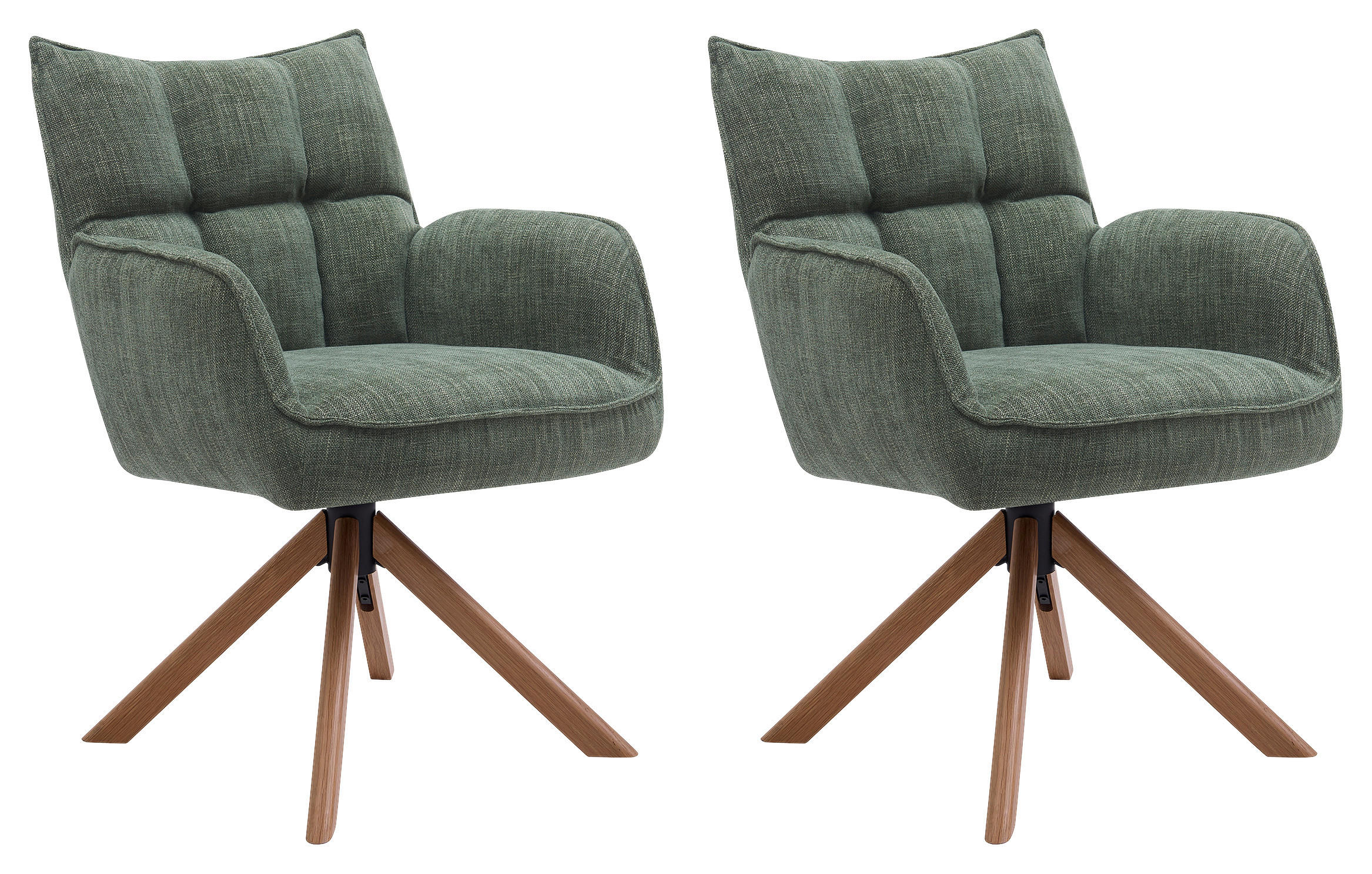 ARMLEHNSTUHL-SET 2 Stück  in Chenille  - Waldgrün/Naturfarben, MODERN, Holz/Textil (59/86/65cm) - Livetastic