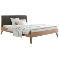 BETT 140/200 cm  in Anthrazit, Eiche Bianco  - Eiche Bianco/Anthrazit, Natur, Holz (140/200cm) - Hasena