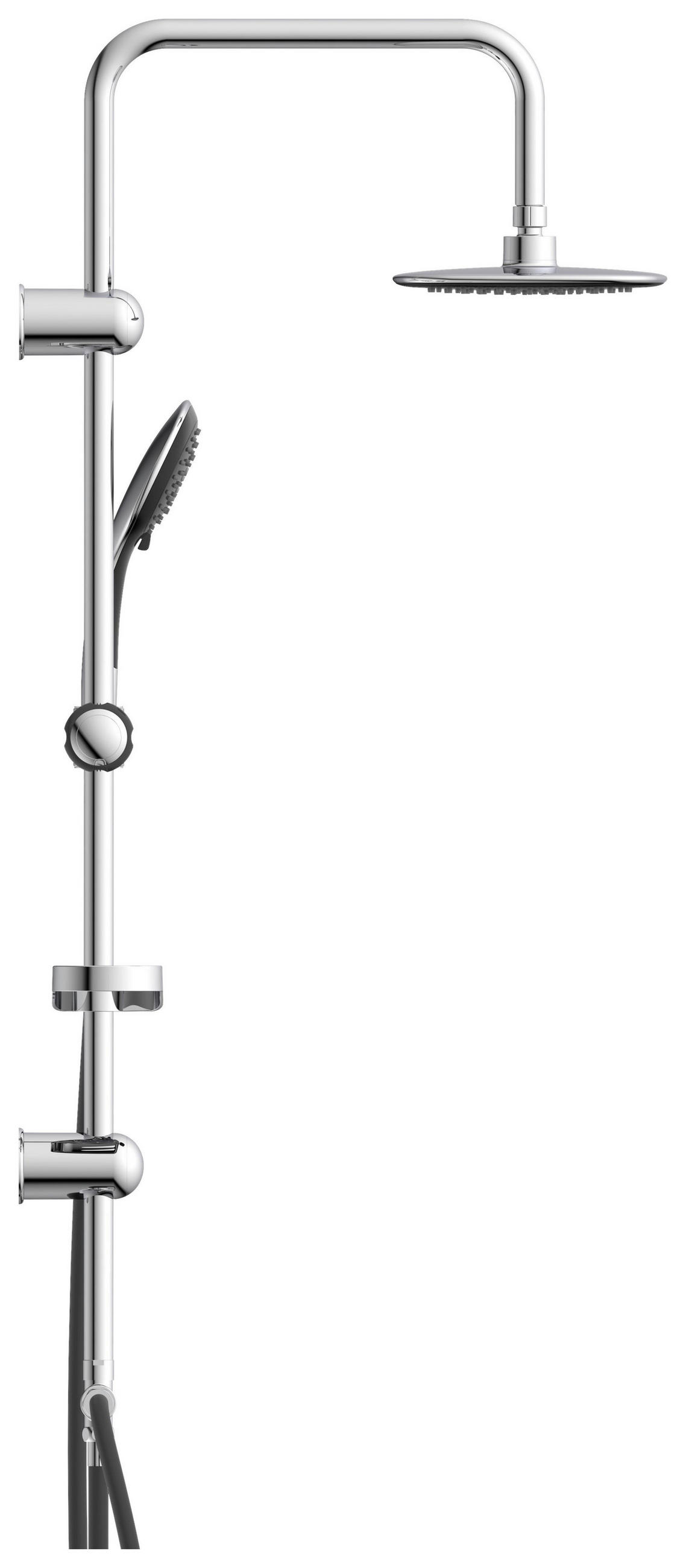 ÜBERKOPFBRAUSESET  - Chromfarben/Schwarz, Basics, Kunststoff/Metall (2,2/100,5/34cm)
