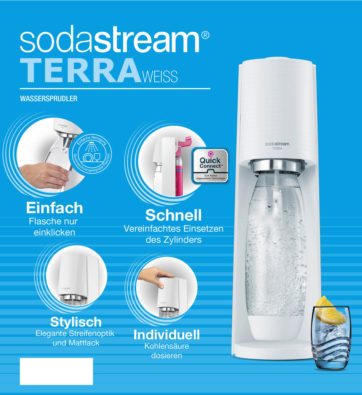 WASSERSPRUDLER TERRA  - Weiß, Basics, Kunststoff (28,2/19,5/43,6cm) - SodaStream
