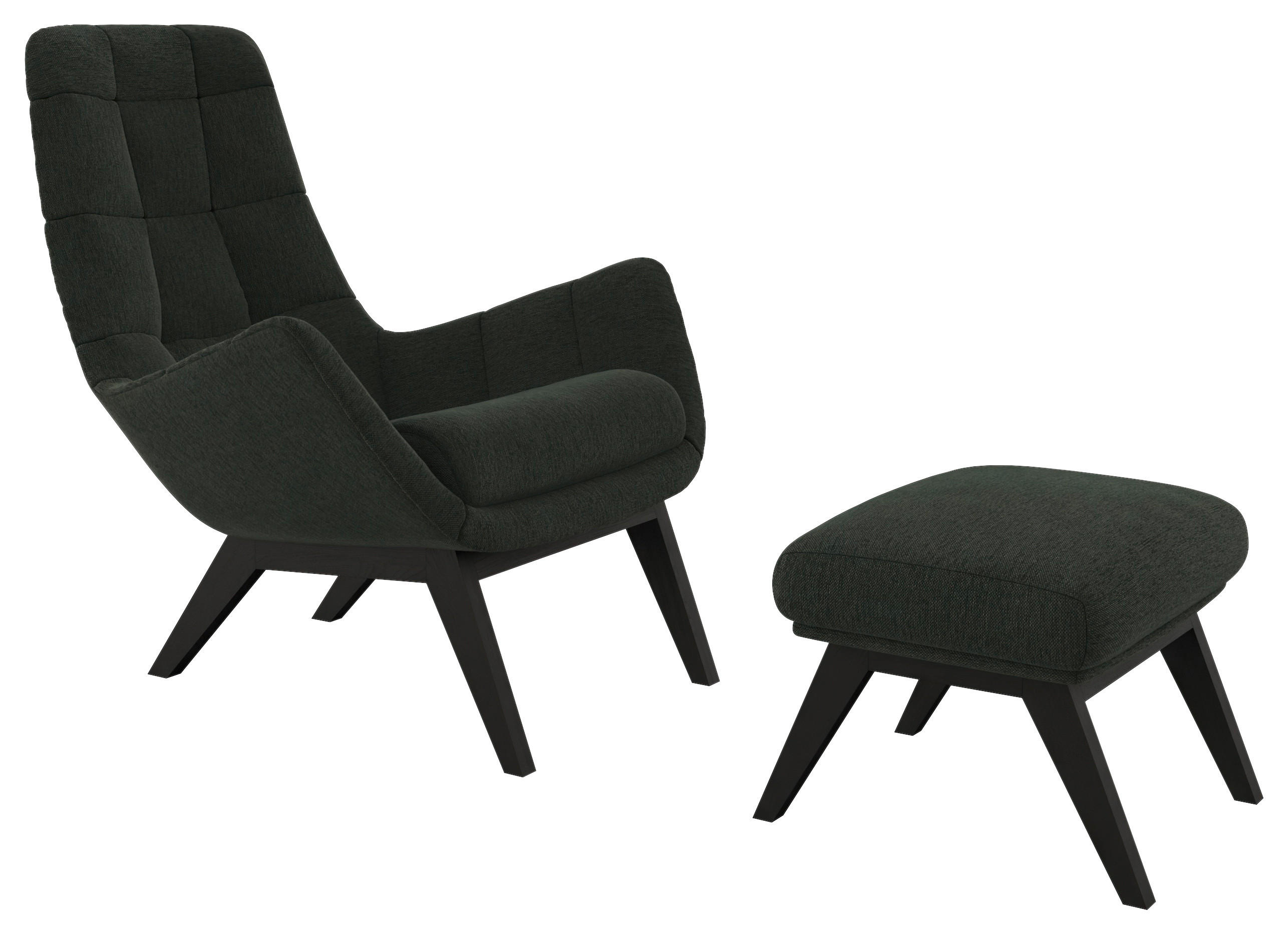 SESSELSET Flachgewebe Hocker - Waldgrün/Schwarz, Design, Holz/Textil (84/95/96cm) - MID.YOU
