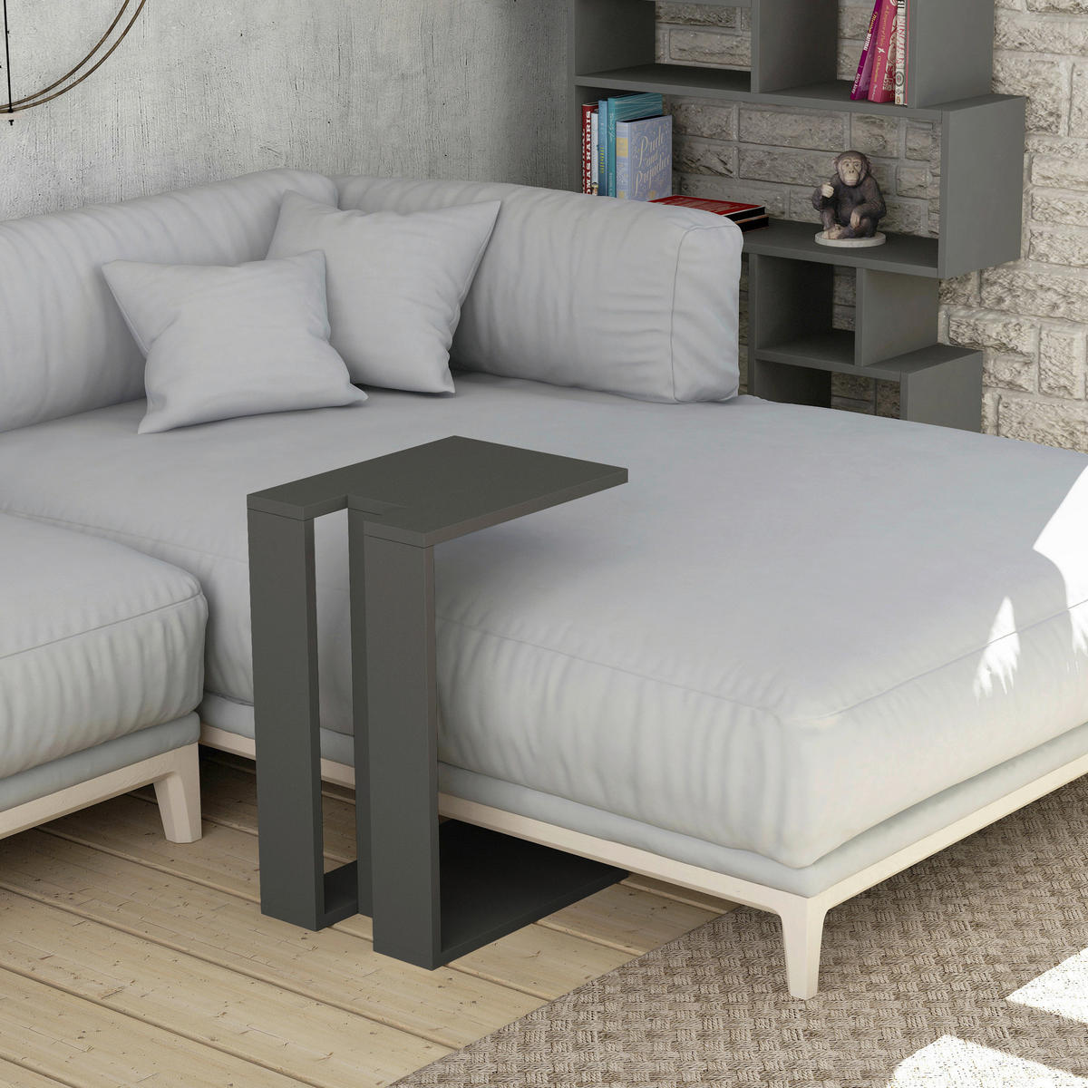 BEISTELLTISCH in Holzwerkstoff 30/40/57 cm  - Anthrazit, Design, Holzwerkstoff (30/40/57cm) - Livetastic