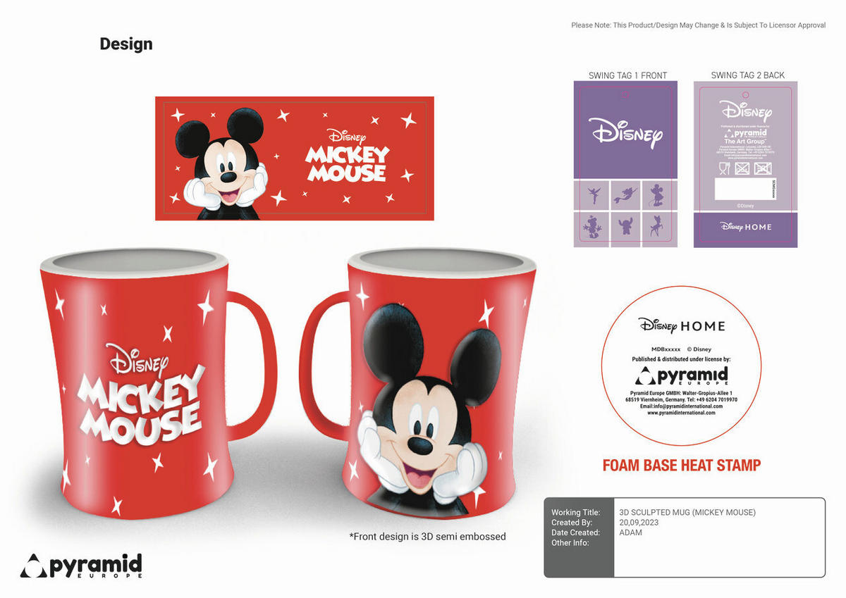 KINDERTASSE Mickey Mouse Steinzeug  - Hellrot, Basics, Keramik (13/11,5/9,5cm) - Disney