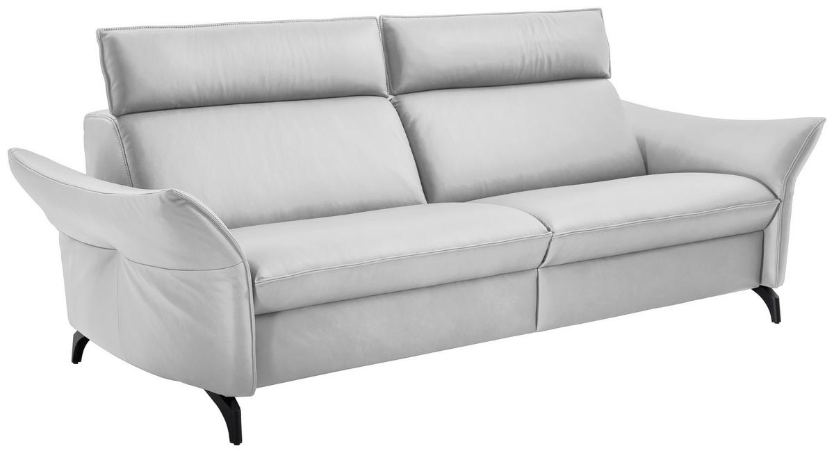 3-SITZER-SOFA in Echtleder Hellgrau  - Anthrazit/Hellgrau, Design, Leder/Metall (224/94/95cm) - Himolla