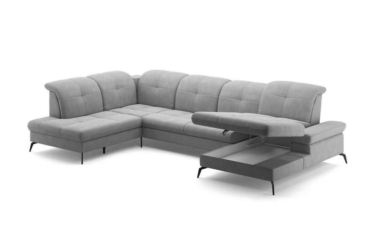WOHNLANDSCHAFT in Flachgewebe Grau  - Schwarz/Grau, Konventionell, Textil/Metall (231/357/185cm) - Sit & More