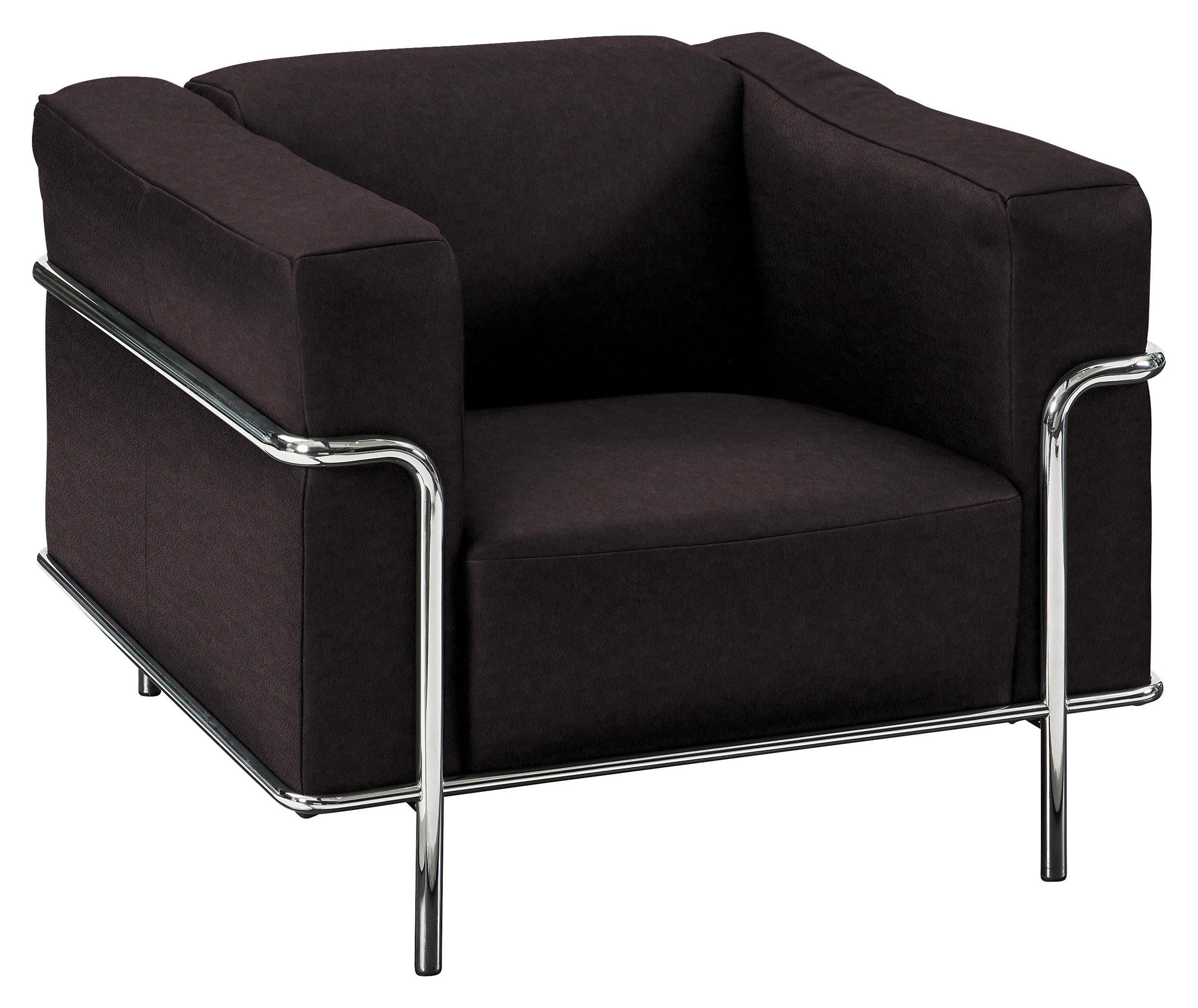SESSEL in Echtleder Dunkelbraun  - Chromfarben/Dunkelbraun, Design, Leder/Metall (91/67/96cm) - Johann Jakob