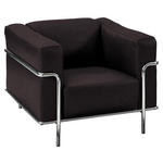 SESSEL in Echtleder Dunkelbraun  - Chromfarben/Dunkelbraun, Design, Leder/Metall (91/67/96cm) - Johann Jakob