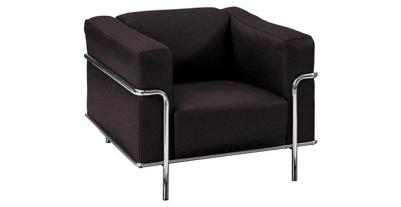 SESSEL in Echtleder Dunkelbraun - Chromfarben/Dunkelbraun, Design, Leder/Metall (91/67/96cm) - Johann Jakob