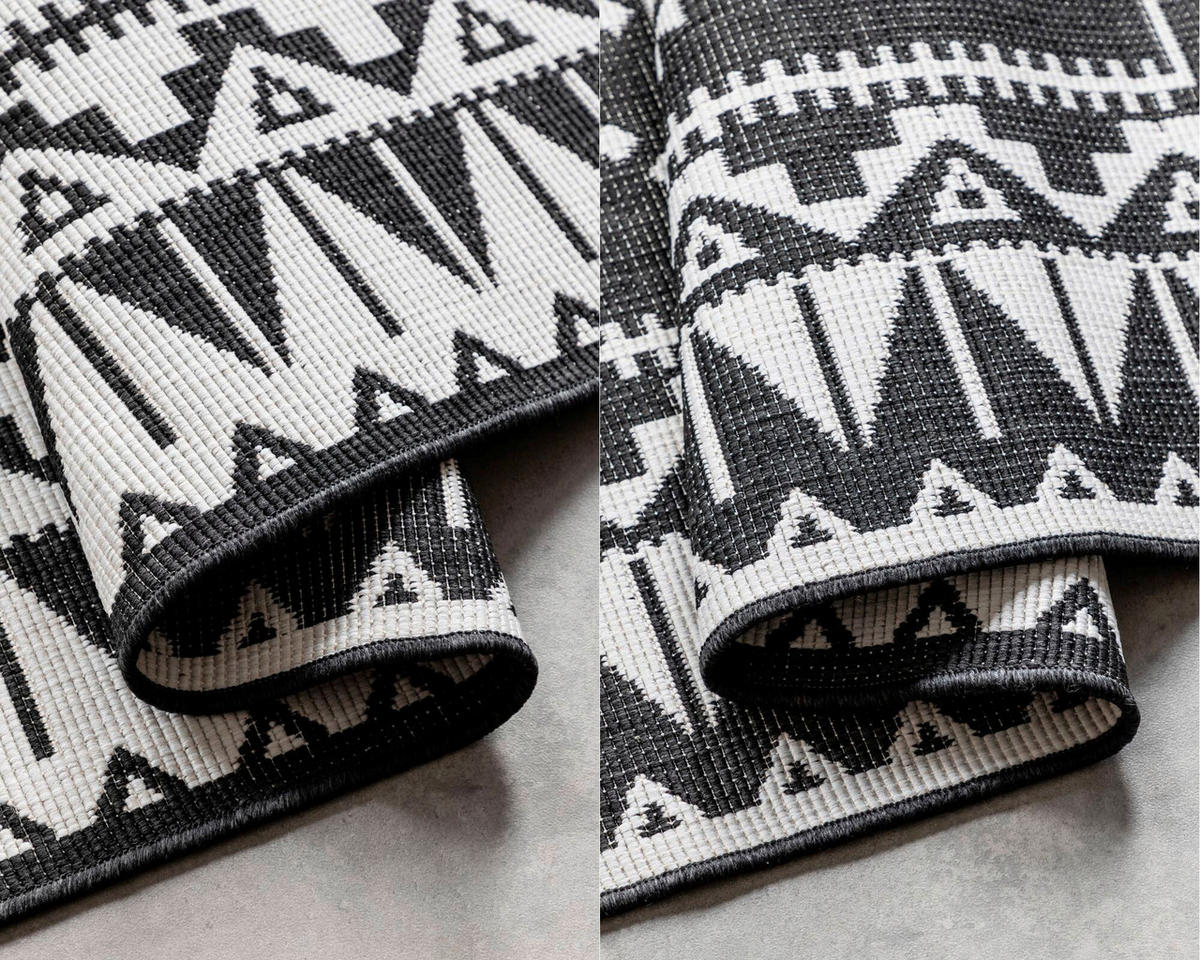 OUTDOORTEPPICH 120/170 cm Gemini Schwarz, Weiß  - Schwarz/Weiß, Design, Kunststoff/Textil (120/170cm) - Elle Decoration