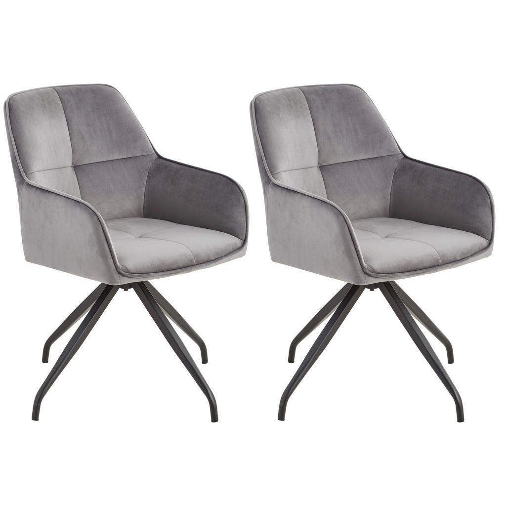 Armlehnstuhl Rapallo Grau drehbare Sitzfläche 2er-Set