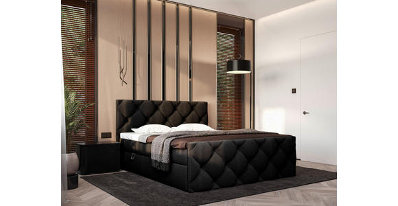 BOXBETT 200/200 cm in Schwarz - Schwarz, KONVENTIONELL, Kunststoff/Textil (200/200cm) - Carryhome