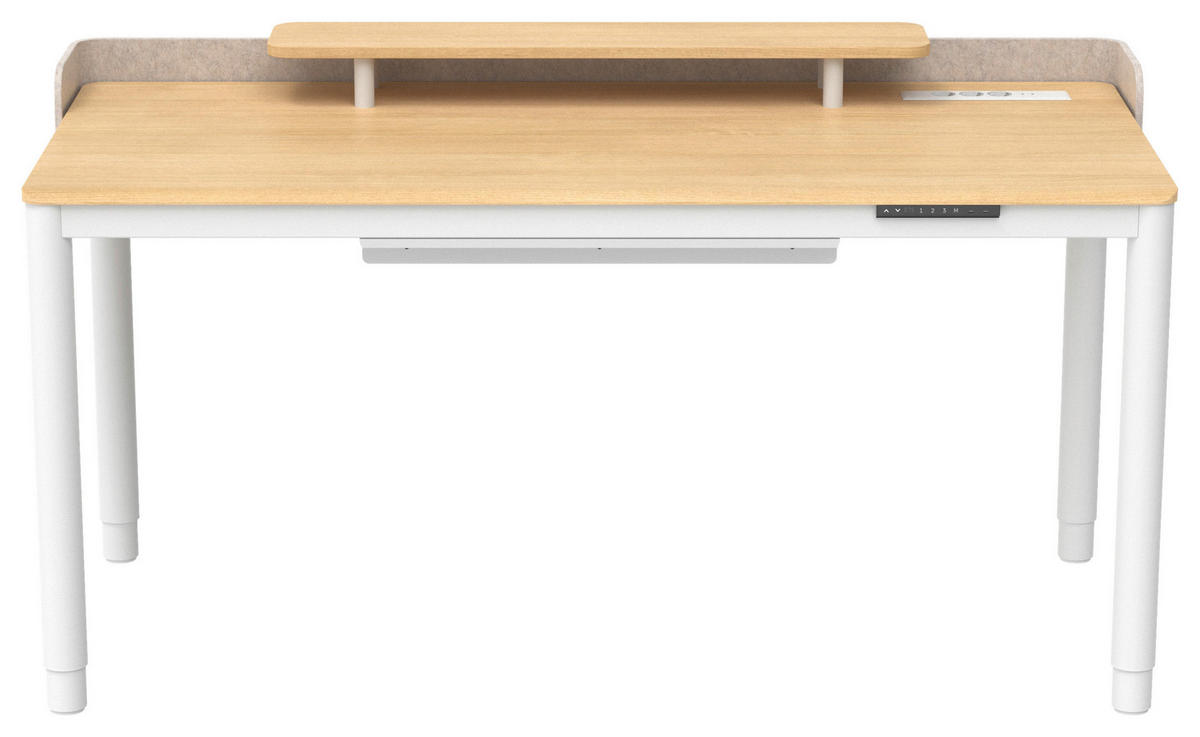 SCHREIBTISCH 160/76/72/117 cm Weiß, Nussbaumfarben elektrisch höhenverstellbar  - Nussbaumfarben/Weiß, Design, Holzwerkstoff/Kunststoff (160/76/72/117cm) - Novel