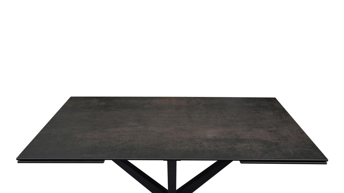 ESSTISCH in Metall, Glas, Keramik 180-280/95/76 cm  - Schwarz/Bronzefarben, Design, Glas/Keramik (180-280/95/76cm) - Novel