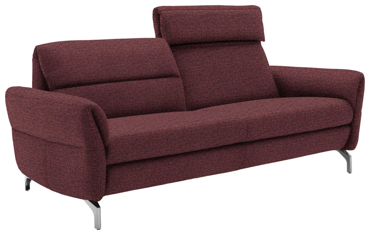 2-SITZER-SOFA in Flachgewebe Weinrot  - Weinrot/Nickelfarben, Design, Textil/Metall (186/87/100cm) - Schöner Wohnen