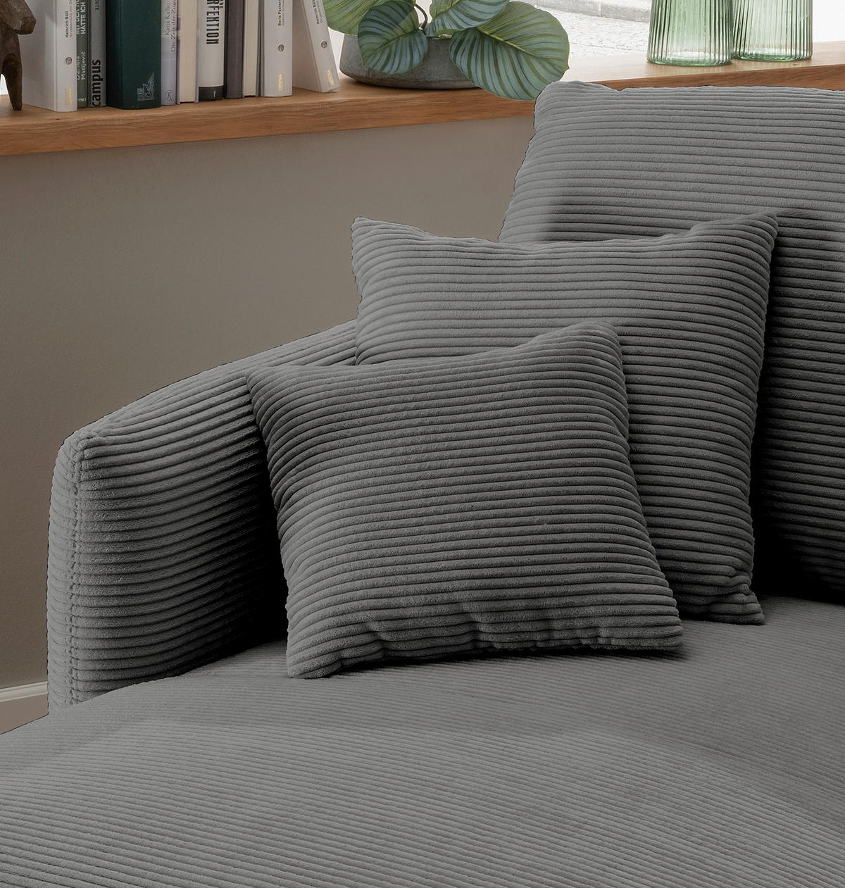 XXL-SESSEL in Cord Grau  - Schwarz/Grau, Design, Textil/Metall (112/95/158cm) - Livetastic