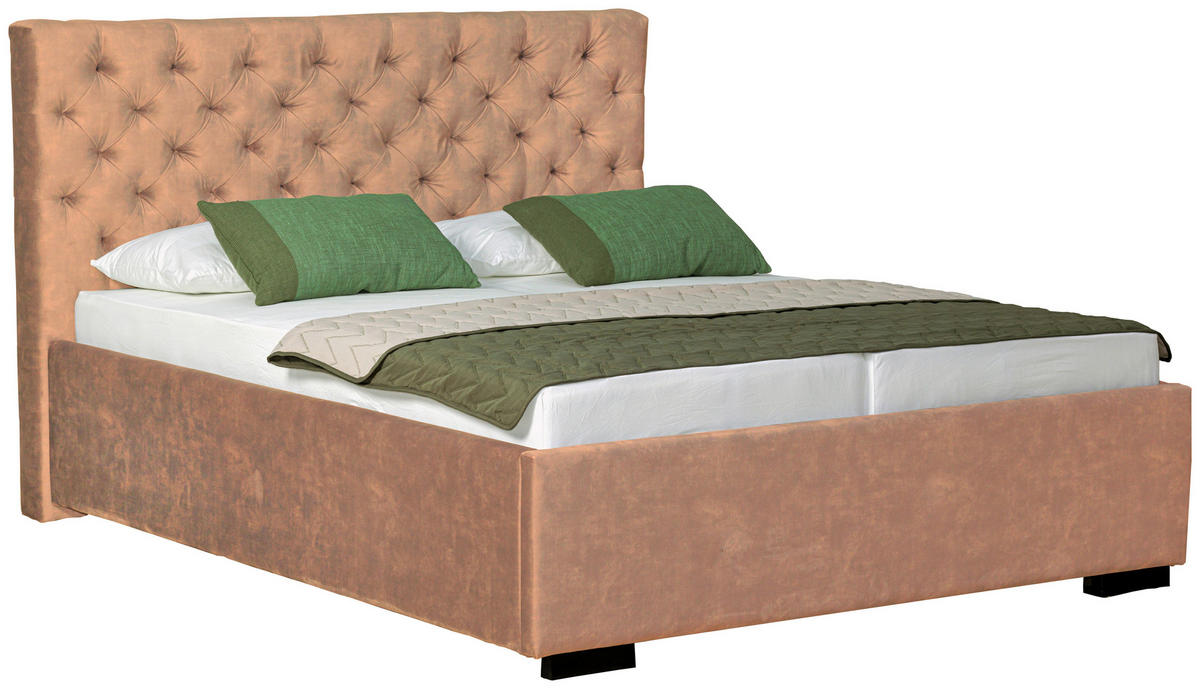 POLSTERBETT 180/200 cm  in Beige  - Beige/Schwarz, Design, Holz/Textil (180/200cm) - Boxxx