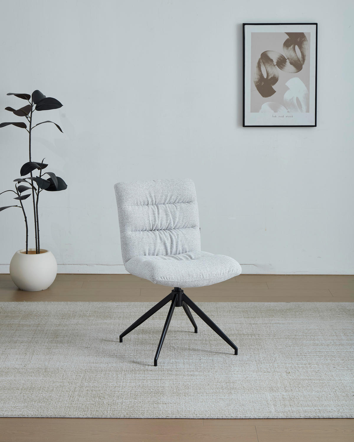 STUHL - Hellgrau/Schwarz, Design, Textil/Metall (51/86/64cm) - Dieter Knoll