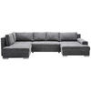 WOHNLANDSCHAFT in Velours Dunkelgrau  - Chromfarben/Dunkelgrau, Konventionell, Kunststoff/Textil (198/363/170cm) - Hom`in