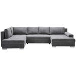WOHNLANDSCHAFT Dunkelgrau Velours  - Chromfarben/Dunkelgrau, KONVENTIONELL, Kunststoff/Textil (198/363/170cm) - Hom`in