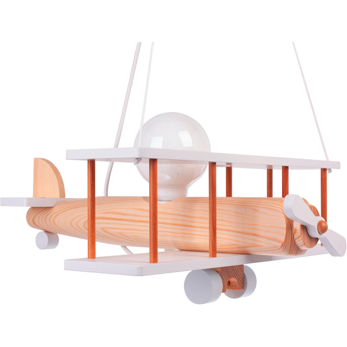 KINDERHÄNGELEUCHTE Flugzeug 42/75/45 cm   - Naturfarben/Weiß, KONVENTIONELL, Holz (42/75/45cm)