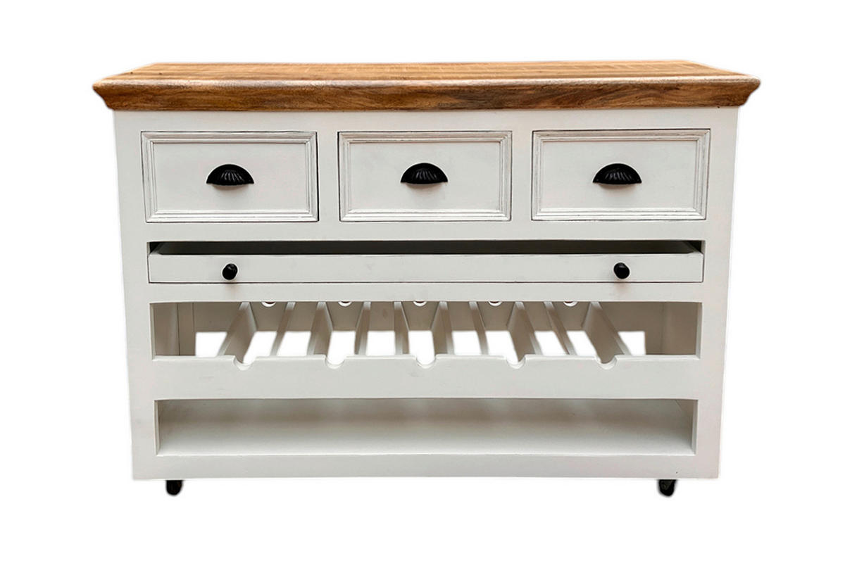 SERVIERWAGEN in Schwarz, Weiß, Honig  - Schwarz/Weiß, KONVENTIONELL, Holz/Holzwerkstoff (120/85/48cm) - MID.YOU
