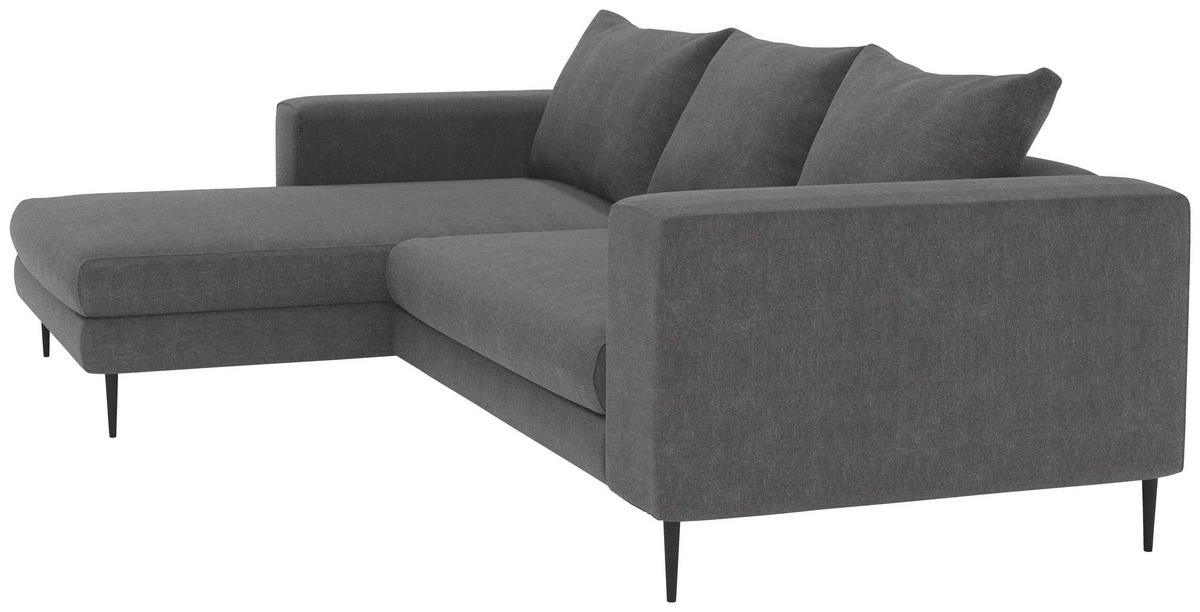 ECKSOFA in Struktur Dunkelgrau  - Dunkelgrau/Schwarz, Modern, Textil/Metall (170/275cm) - Trendmanufaktur