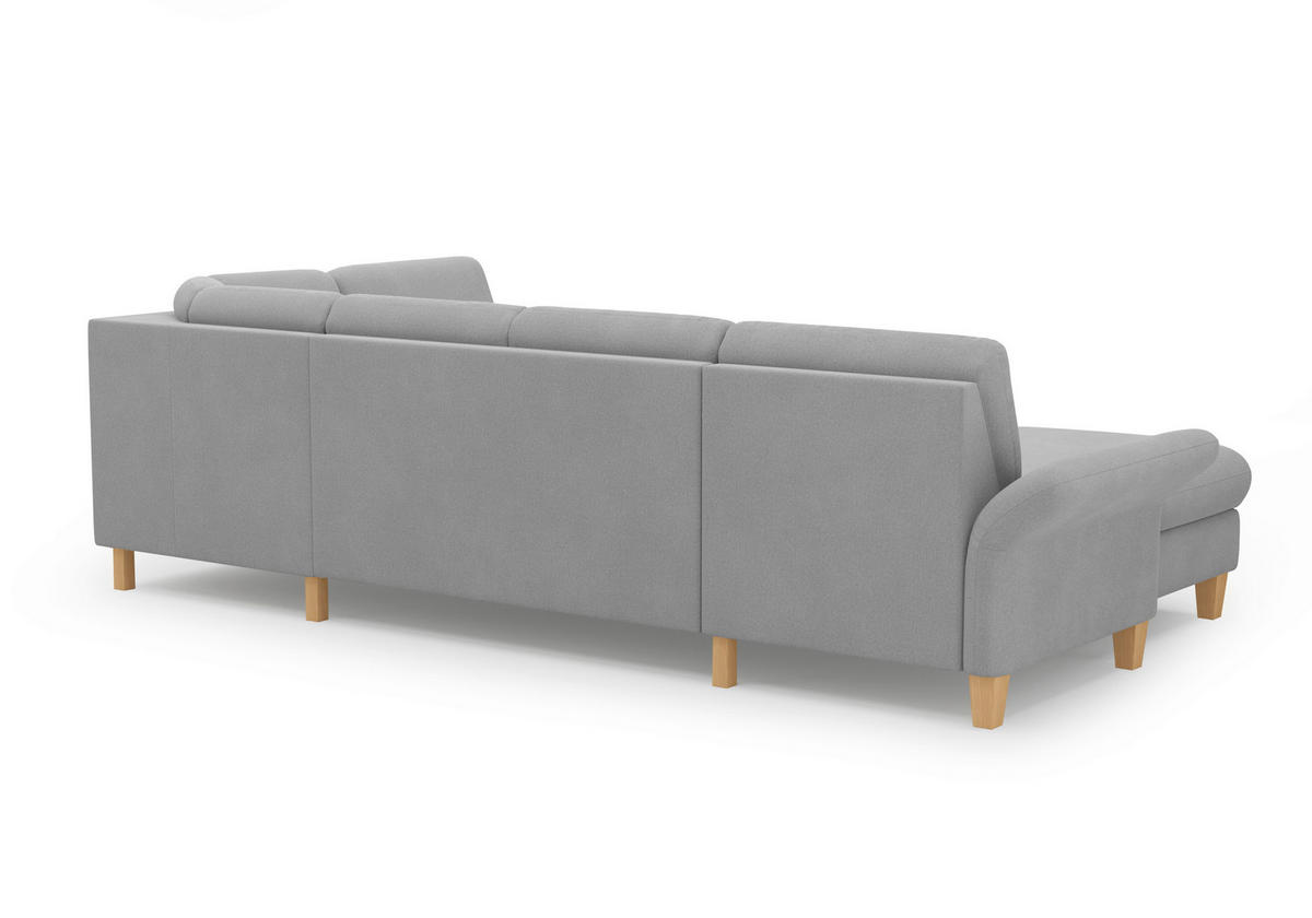 WOHNLANDSCHAFT Grau Flachgewebe  - Eichefarben/Grau, KONVENTIONELL, Holz/Textil (164/314/195cm) - Sit & More