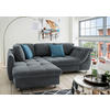 ECKSCHLAFSOFA in Mikrofaser Anthrazit  - Chromfarben/Blau, MODERN, Textil/Metall (190/250cm) - Livetastic