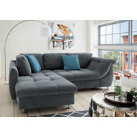 HÖRNBÄDDSOFFA i textil antracit  - kromfärg/blå, Modern, metall/textil (190/250cm) - Livetastic