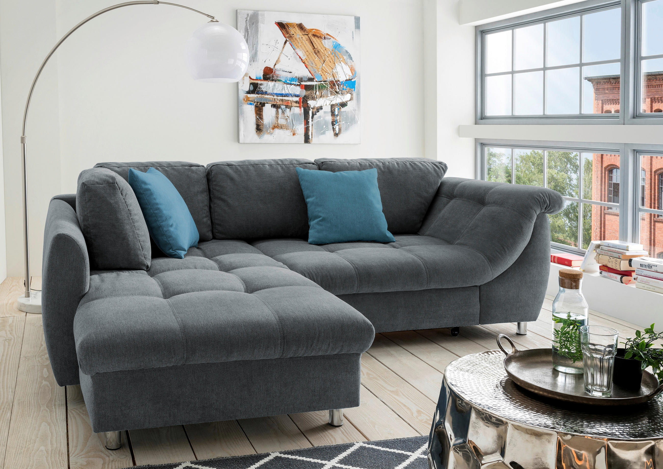 P & B Eckschlafsofa Anthrazit 250x190 cm