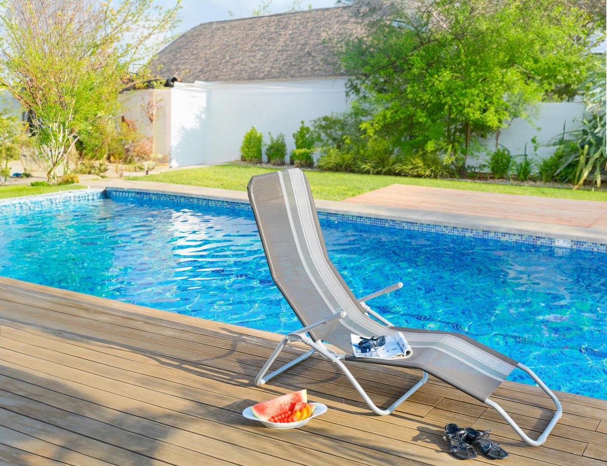 LEŽALJKA VRTNA  siva, srebrne boje, bijela  metal, tekstil      - bijela/siva, Basics, metal/tekstil (60/101/145cm) - Ambia Garden