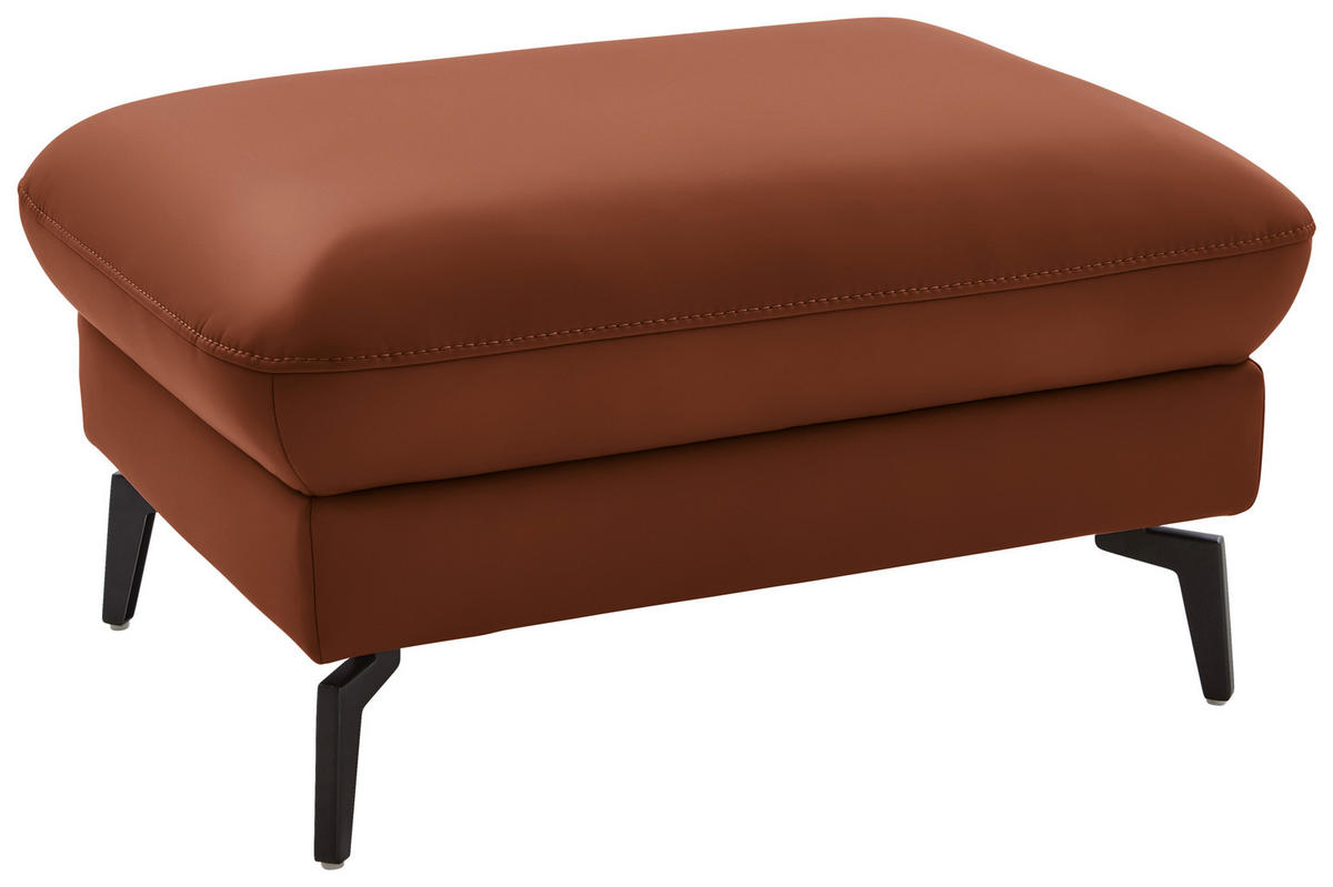 ECKSOFA in Echtleder Cognac  - Cognac/Schwarz, Natur, Leder/Metall (281/168cm) - Valdera