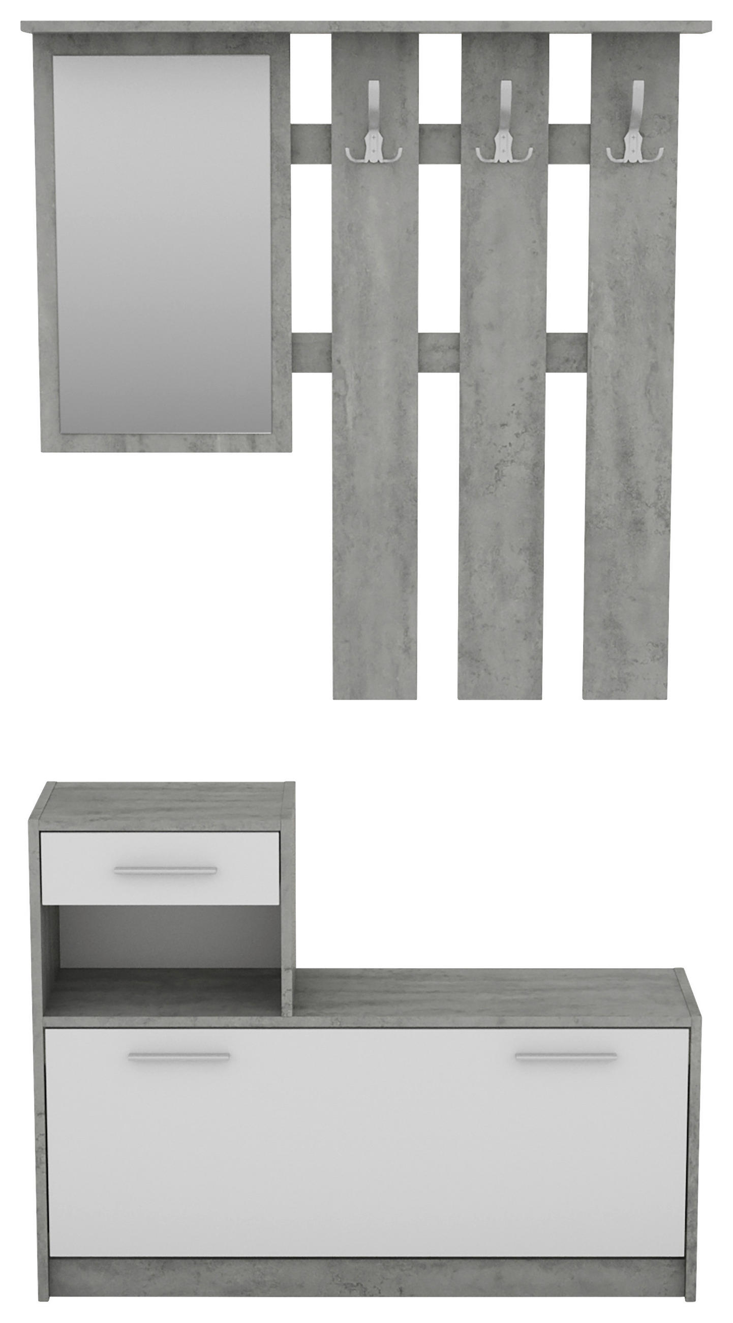 GARDEROBE  in 97/190/25 cm  - Weiß/Grau, MODERN, Glas/Holzwerkstoff (97/190/25cm) - MID.YOU