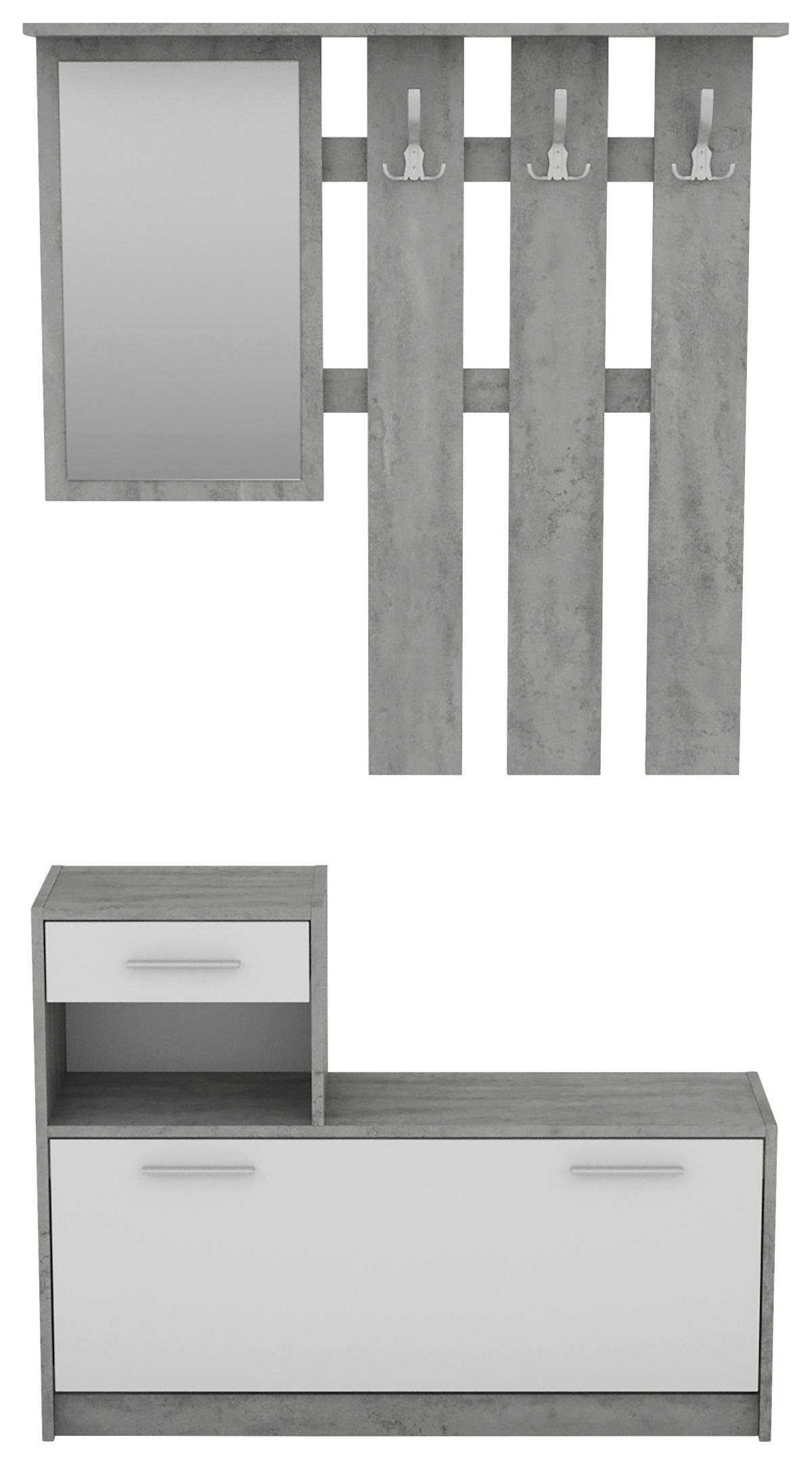 GARDEROBE  in 97/190/25 cm  - Weiß/Grau, MODERN, Glas/Holzwerkstoff (97/190/25cm) - MID.YOU