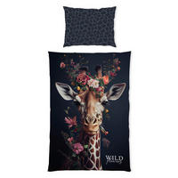 BETTWÄSCHE Wild Flowers Giraffe Bettwäsche Renforcé 140/200 cm  - Schwarz, Trend, Textil (140/200cm) - Herding
