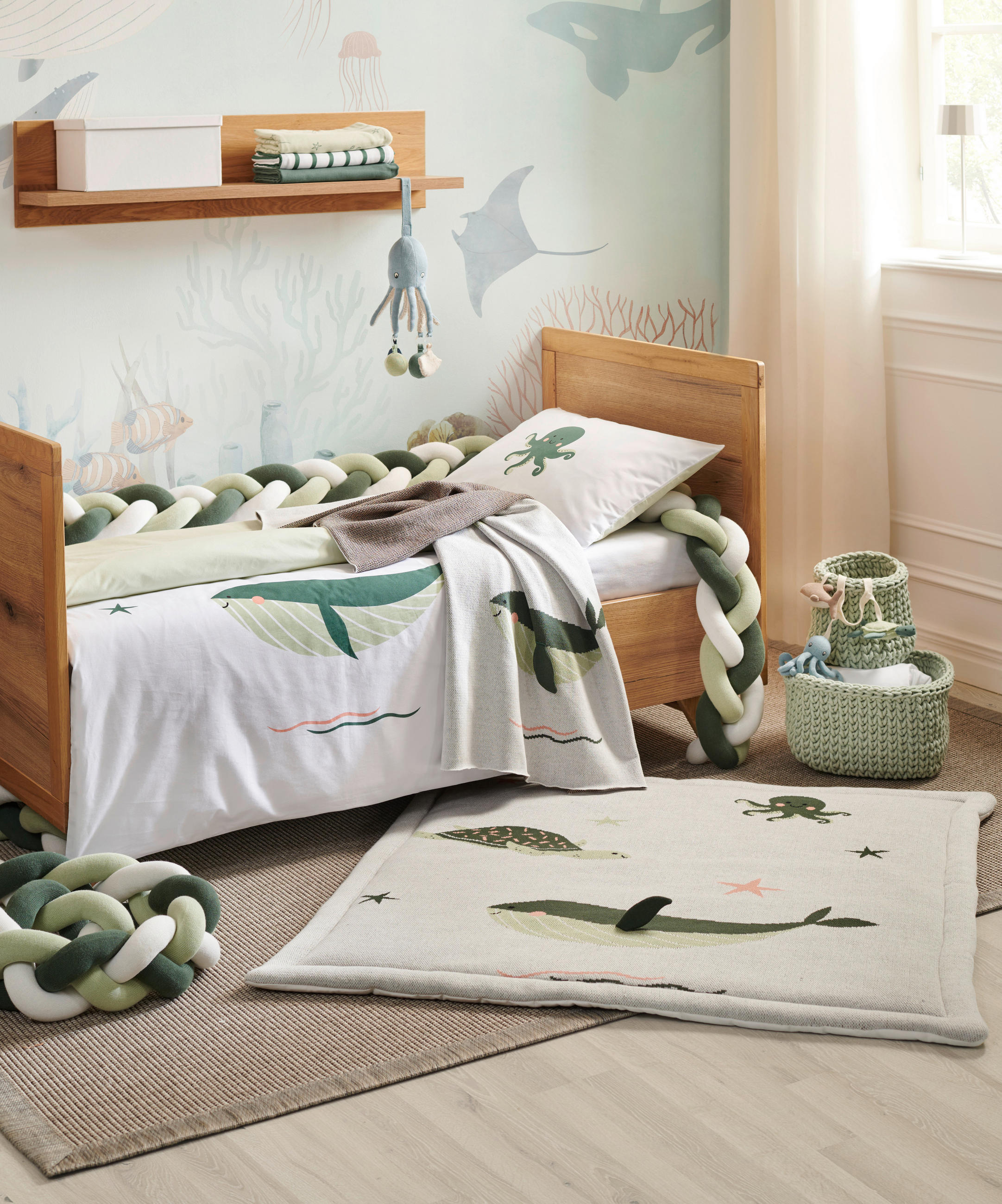 NESTCHENSCHLANGE   9/180 cm  - Salbeigrün/Creme, Basics, Textil (9/180cm) - Patinio